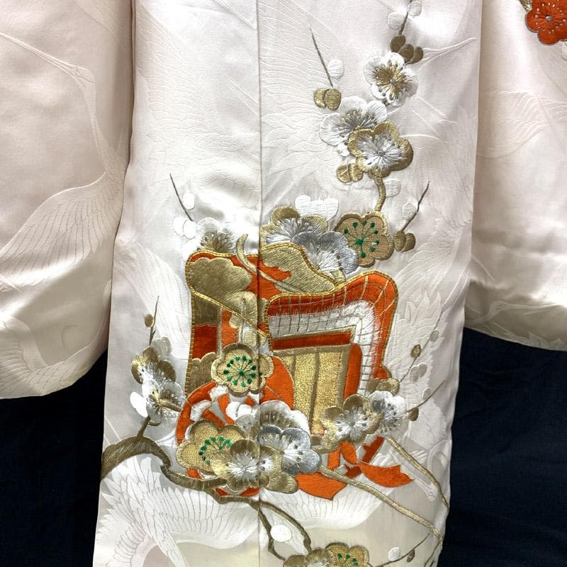 508ag57■七五三 七歳 女児 着物&袋帯&長襦袢 刺繍 御所車■状態良好