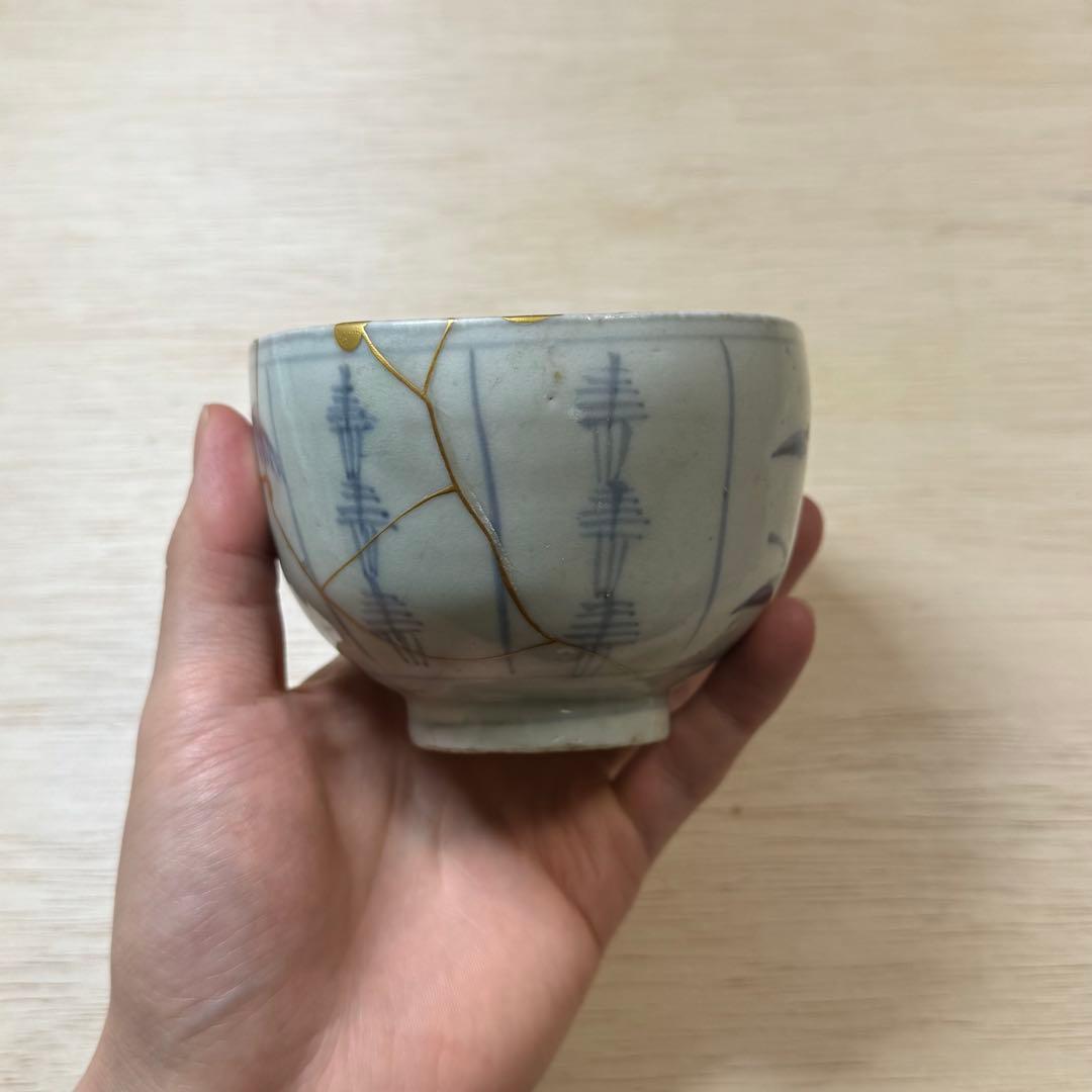 初期伊万里 染付 茶碗 江戸時代 金継ぎ 古唐津 古伊万里 古美術 骨董 陶片