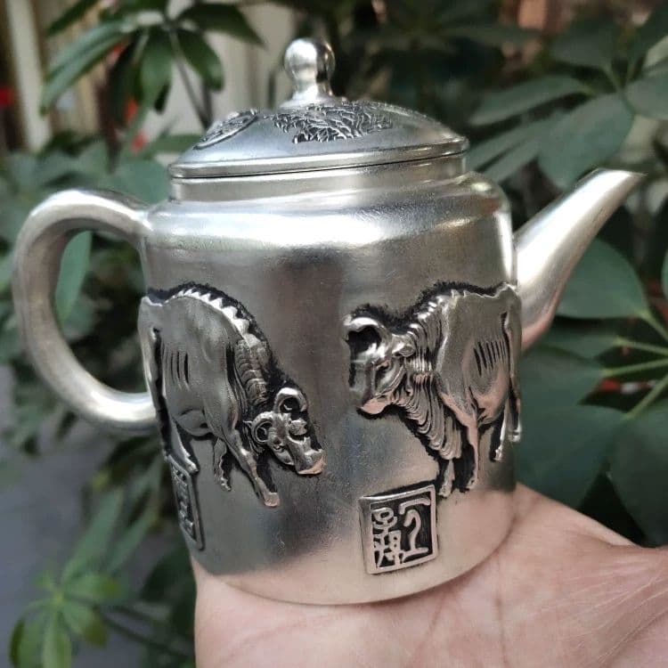 銅製 五牛急須 徳利 煎茶器 装飾品 工芸品 美術品 置物