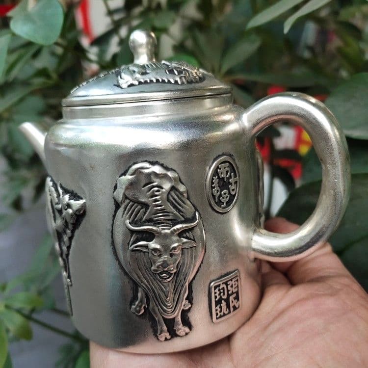 銅製 五牛急須 徳利 煎茶器 装飾品 工芸品 美術品 置物