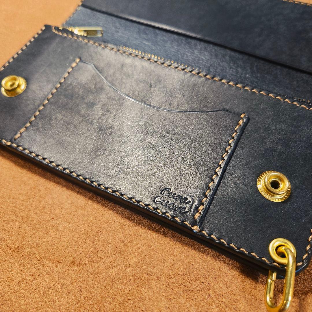 245ロング　トラッカーウォレット イタリアンレザーMARGOT【ブラック】