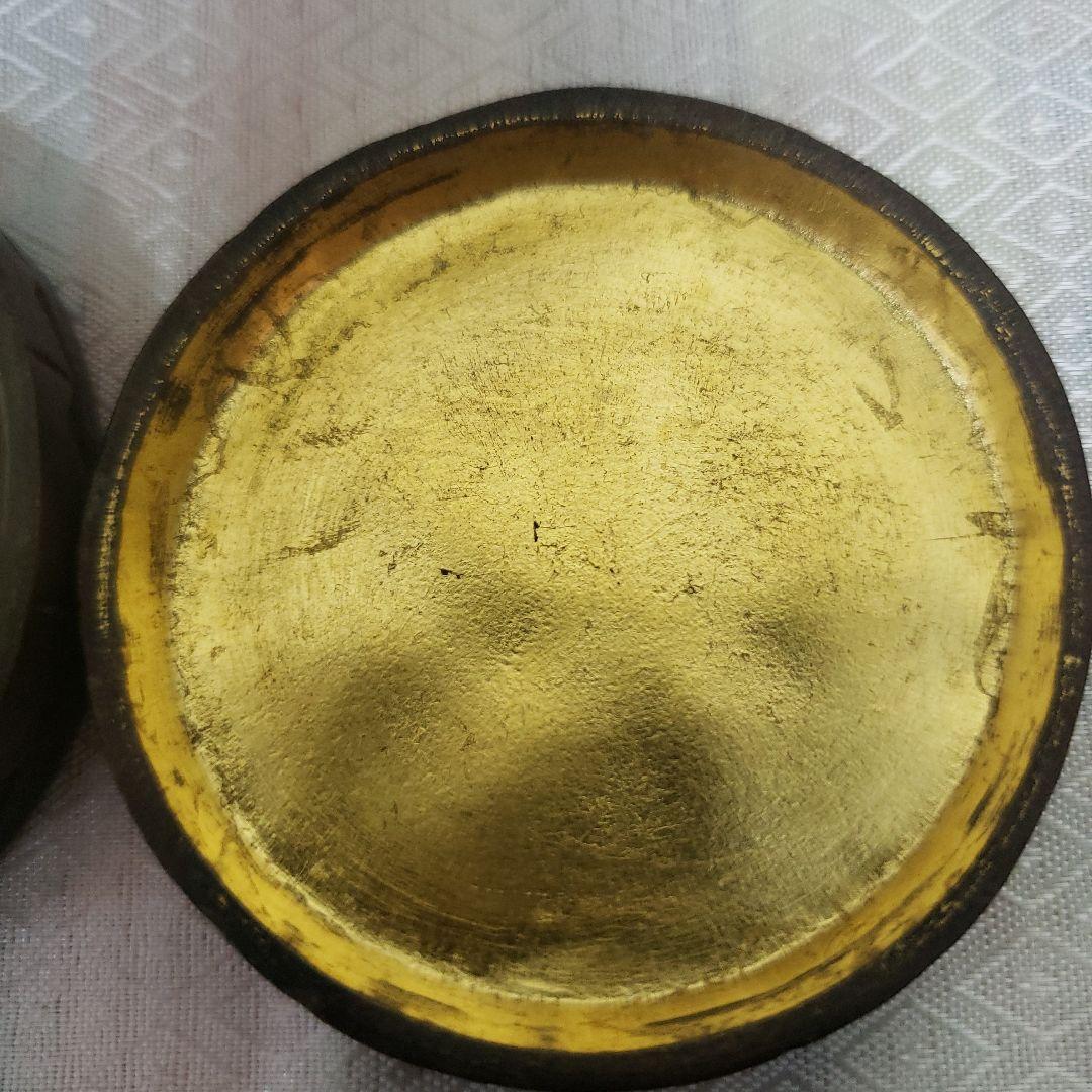 Ｂフライデー　蔵出し特価銅製 香合 彫刻模様 木製箱付き　作家物古物