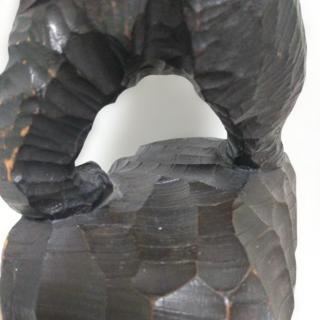 つぶらな瞳(ガラス製)♪ 堀井民芸 背負い熊／ほりい印 木彫り レア物