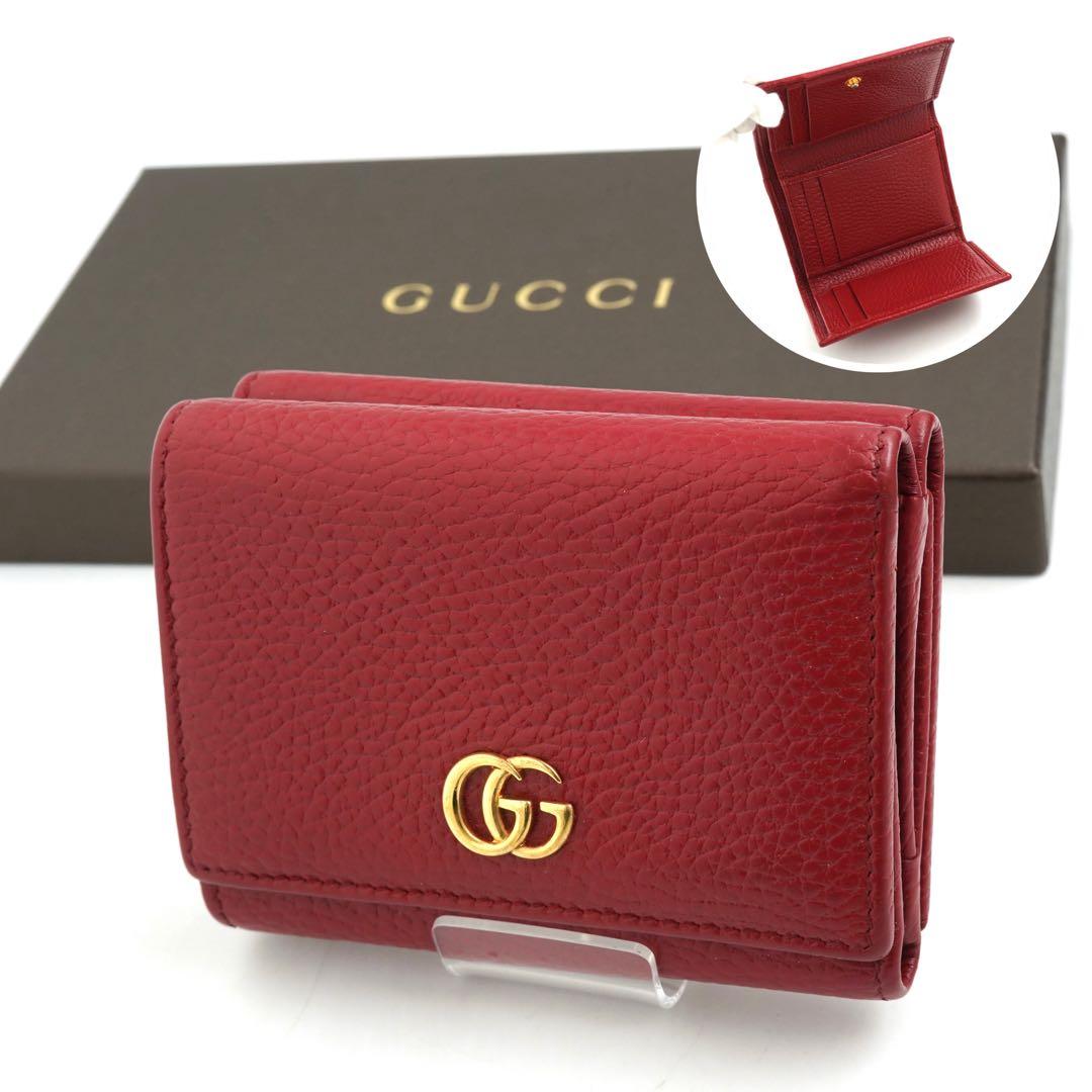 ✨未使用展示品✨　GUCCI ミニ財布　マーモント　GGロゴ 三つ折り　レッド