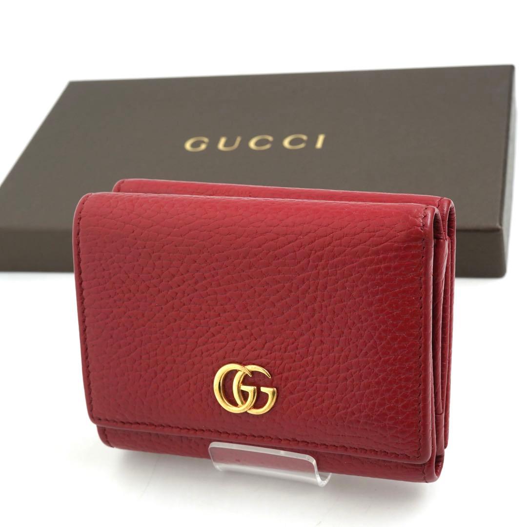 ✨未使用展示品✨　GUCCI ミニ財布　マーモント　GGロゴ 三つ折り　レッド