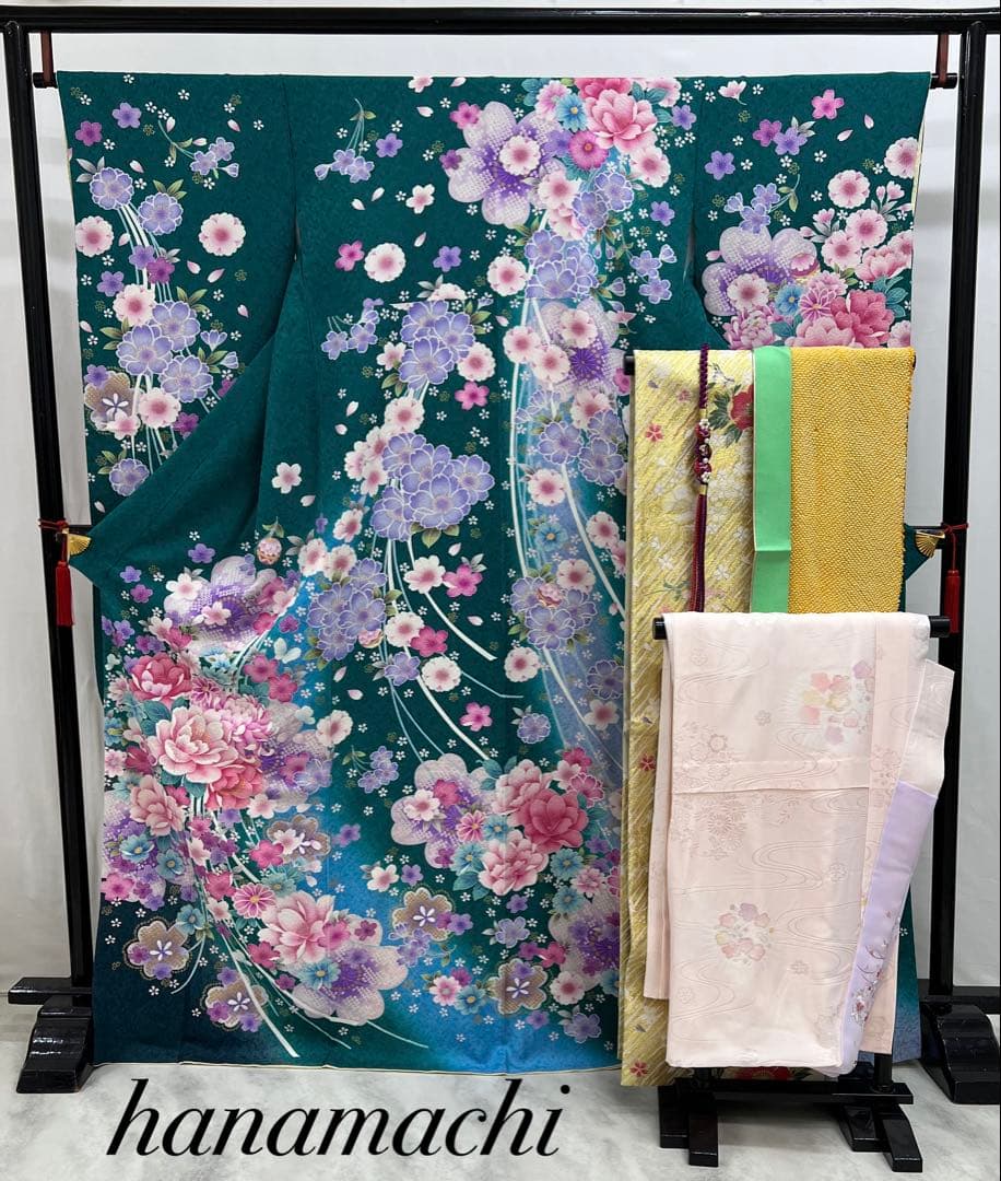 振り袖　フルセット　別誂長襦袢付　金彩加工　成人式　刺繍入り　豪華　598