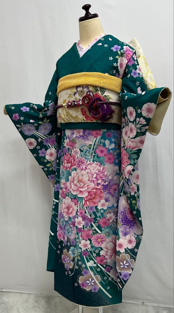 振り袖　フルセット　別誂長襦袢付　金彩加工　成人式　刺繍入り　豪華　598