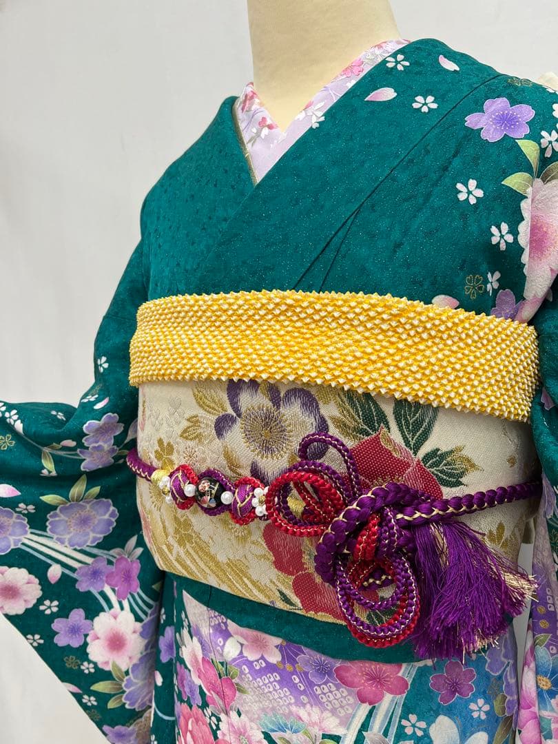 振り袖　フルセット　別誂長襦袢付　金彩加工　成人式　刺繍入り　豪華　598