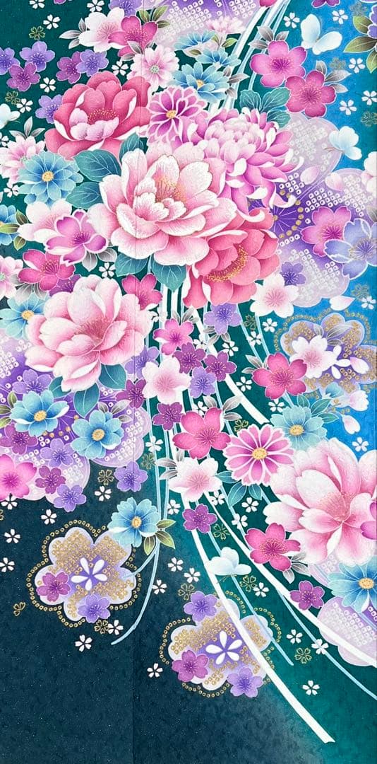 振り袖　フルセット　別誂長襦袢付　金彩加工　成人式　刺繍入り　豪華　598