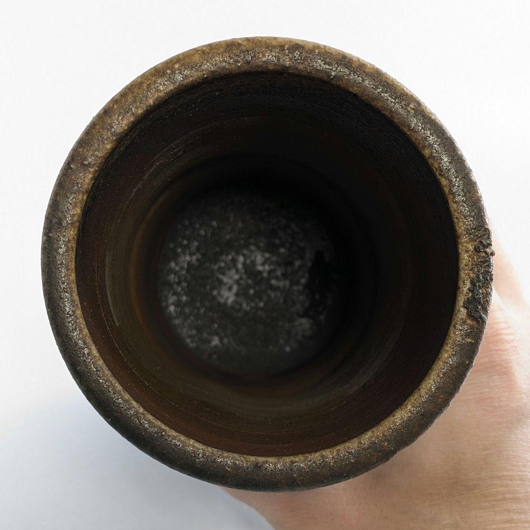 岡山県重要無形文化財 松井與之 備前焼 一輪挿花入 共箱共布 花瓶 花生 花器