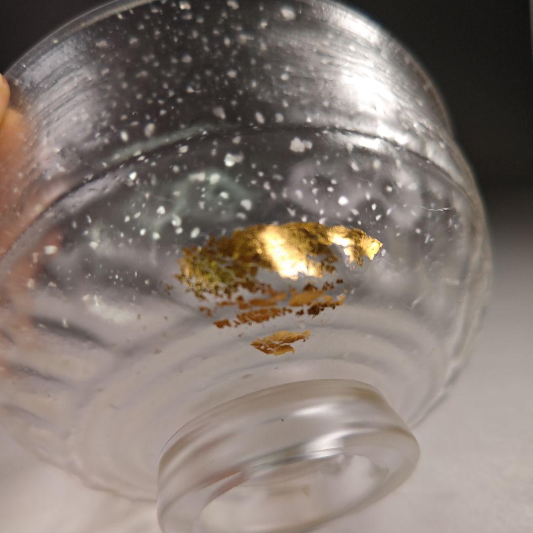 イ940 菓子鉢『水崎長寿』『義山硝子ガラス　雪舟金箔　菓子鉢　共箱』菓子器