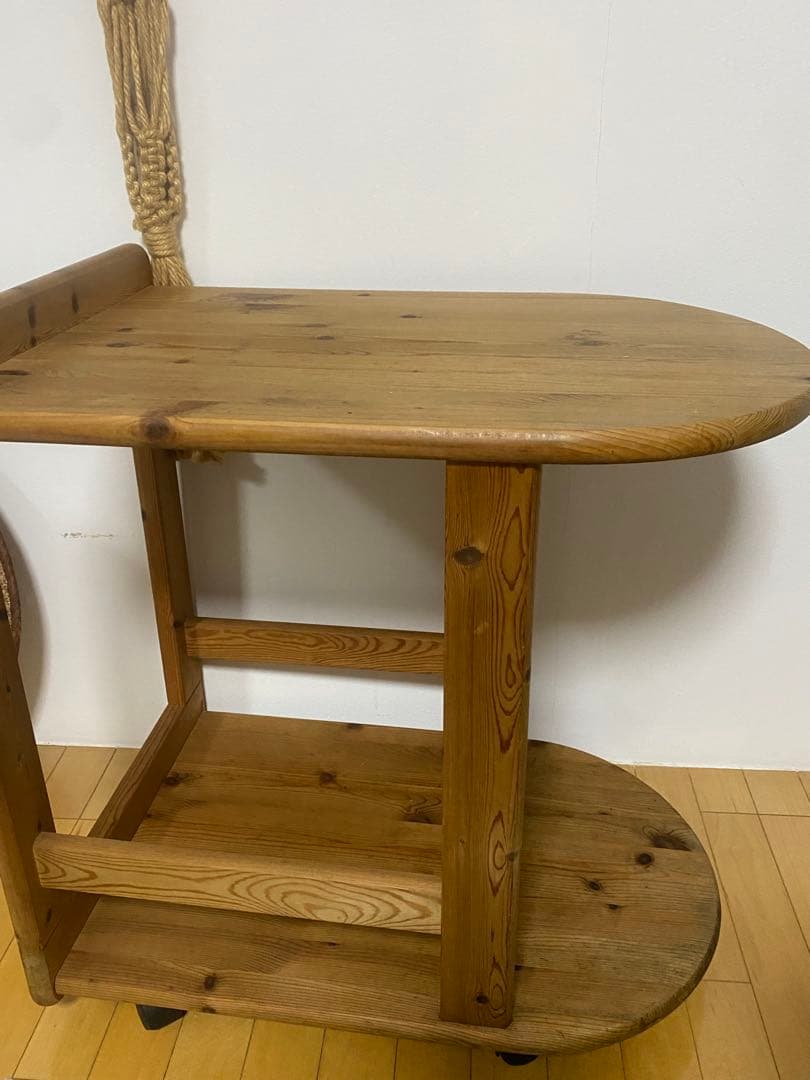 オランダ製ヴィンテージ　パインウッドワゴン　シェルフ