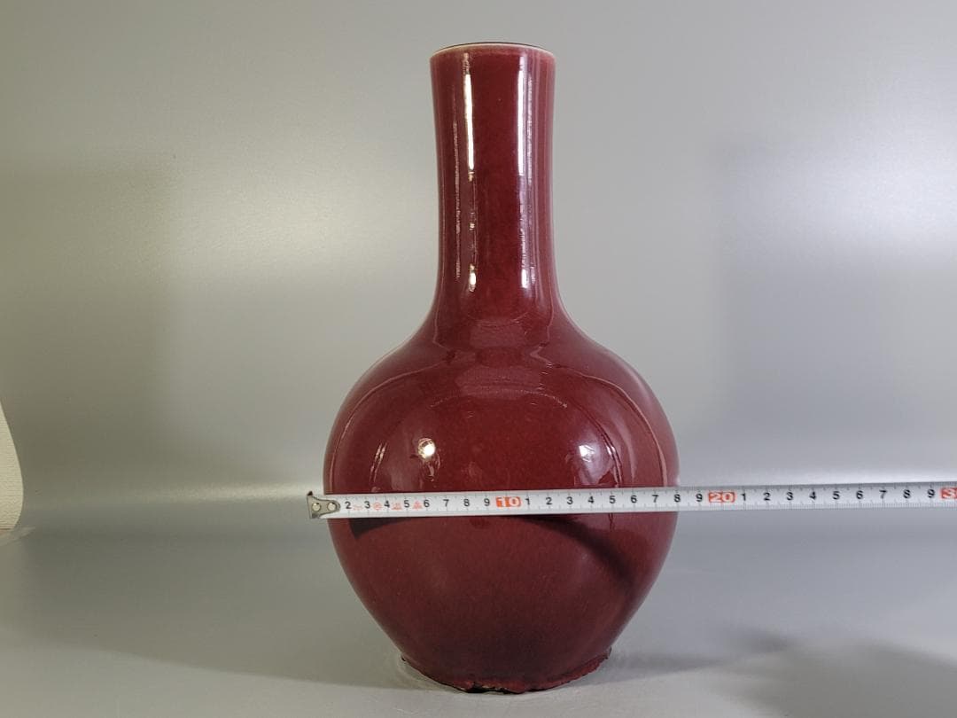 中国美術 紅釉花瓶 賞瓶 DT618