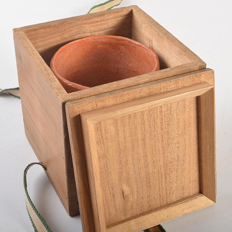 茶道具　九代楽吉左衛門　了入作　赤楽茶碗　共箱　M　R7037