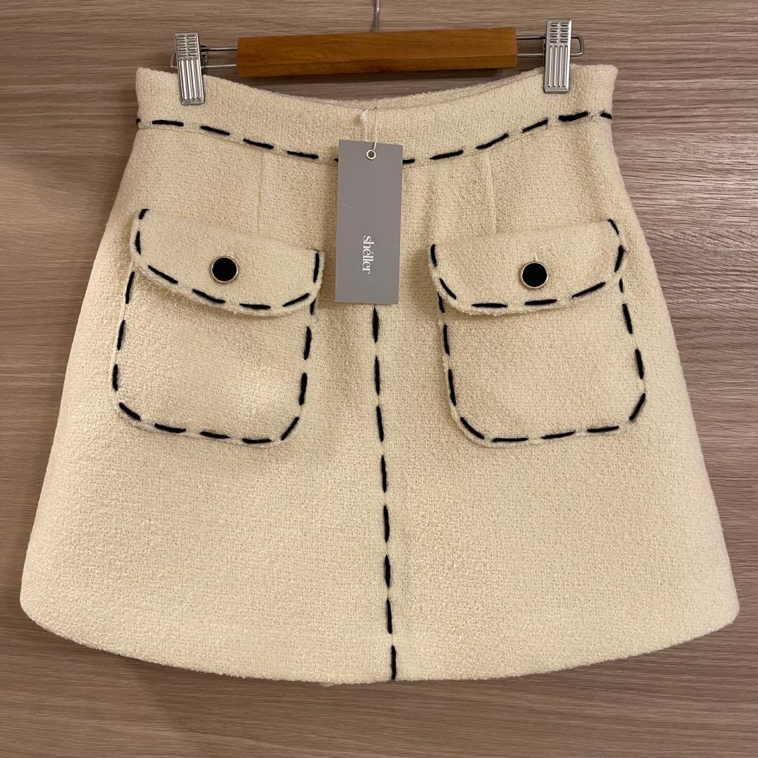 【新品タグ付き】sheller シェリエ　ステッチ　ツイード　キュロット