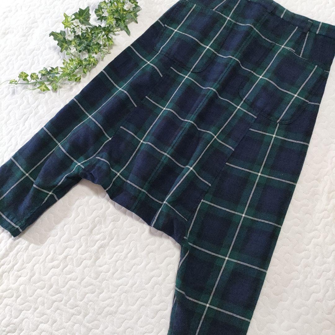 美品✨コムデギャルソン　ウールサルエルパンツ　タータンチェック　グリーン　SS