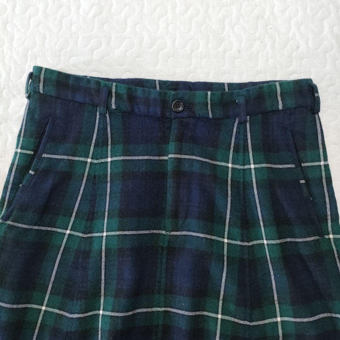 美品✨コムデギャルソン　ウールサルエルパンツ　タータンチェック　グリーン　SS