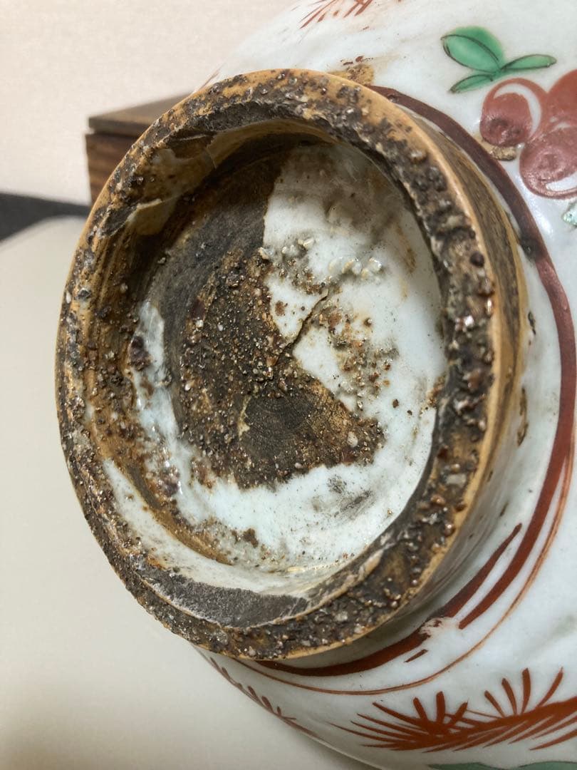 年代保証　中国明時代 呉須赤絵菓子大鉢　口径約25cm元箱付