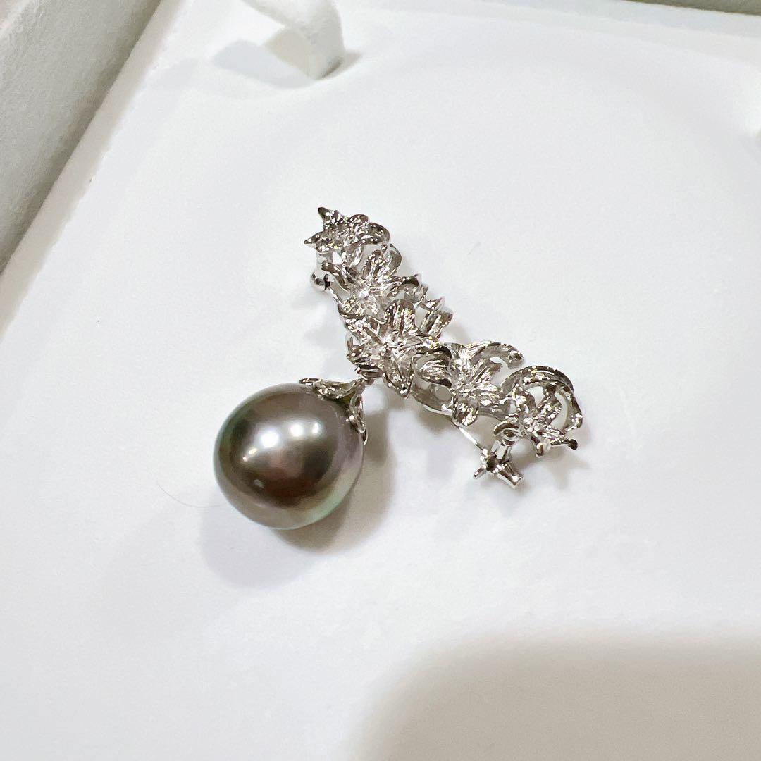 【希少・美品】黒蝶真珠 タヒチパール 15mm ブローチ シルバー枠