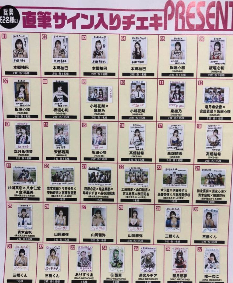 【直筆】 板垣心和 サイン入 チェキ ブブカ 2024年 8月号【当選品】