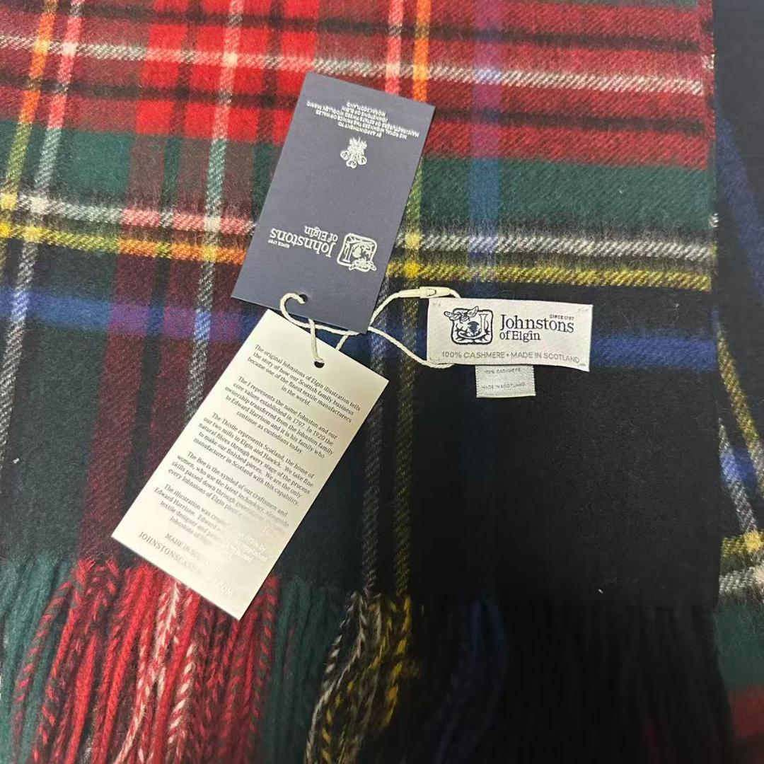 ジョンストンズ カシミア 大判ストール マフラー ブラックスチュワート