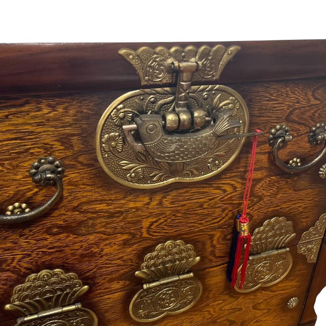 李朝家具 和家具 李朝けやき作り 薬箪笥 くすり箪笥 魚の鍵付き