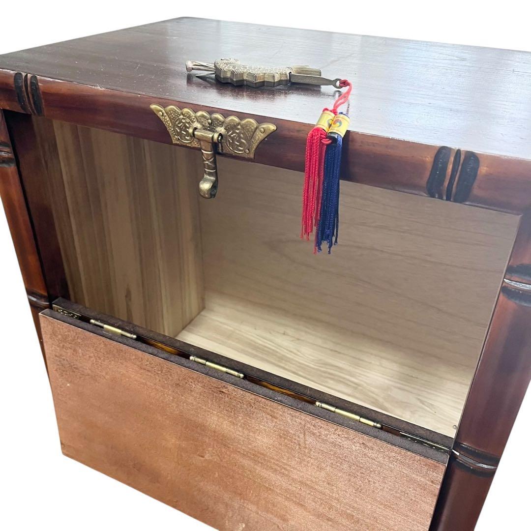 李朝家具 和家具 李朝けやき作り 薬箪笥 くすり箪笥 魚の鍵付き