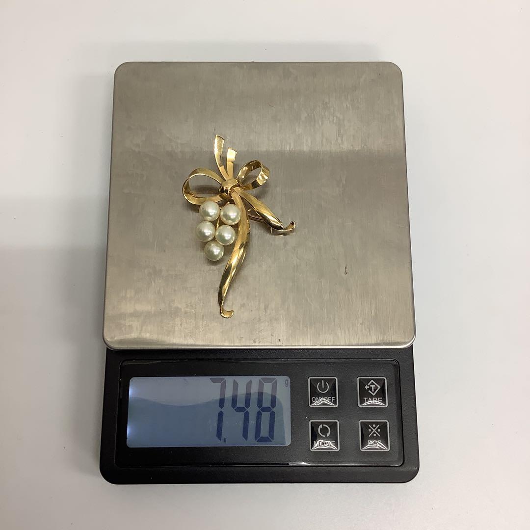 ア*ラ様 美品 MIKIMOTO ミキモト K14 パール ブローチ 愛子様着用