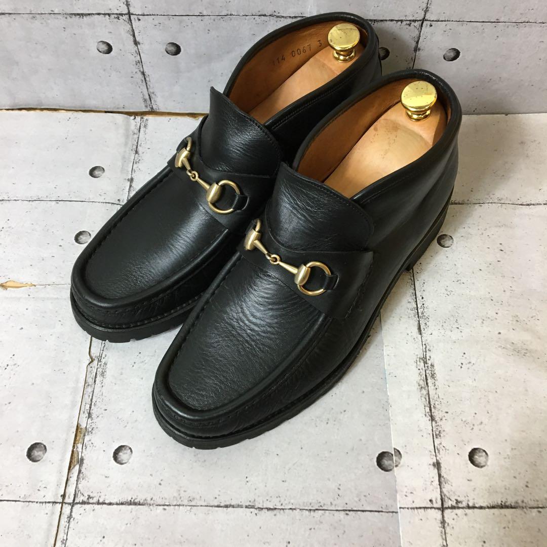 美品　GOCCI グッチホースビットモカシン　ブラック42E 27.0cm