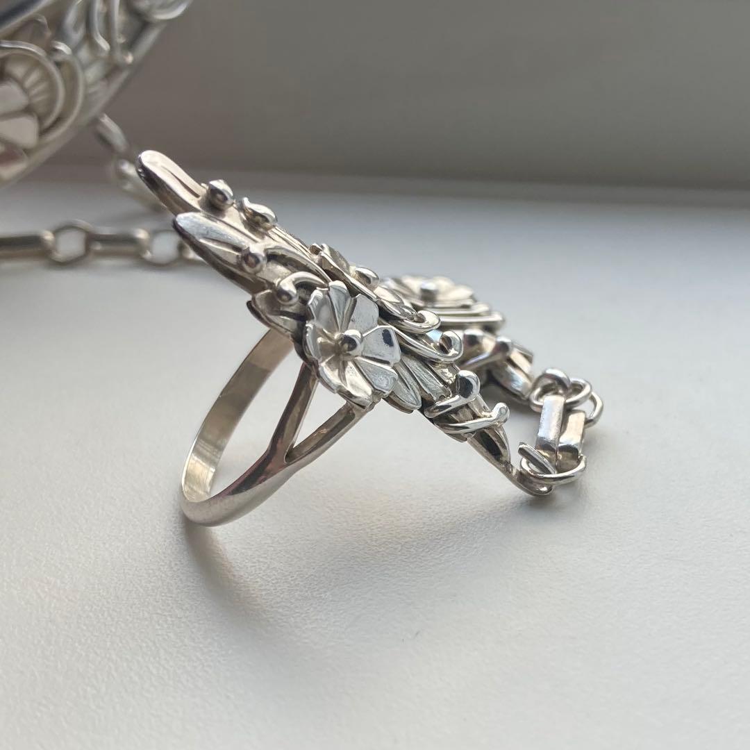 希少 ナバホ リング ブレスレット フィンガーバングル フラワーモチーフ