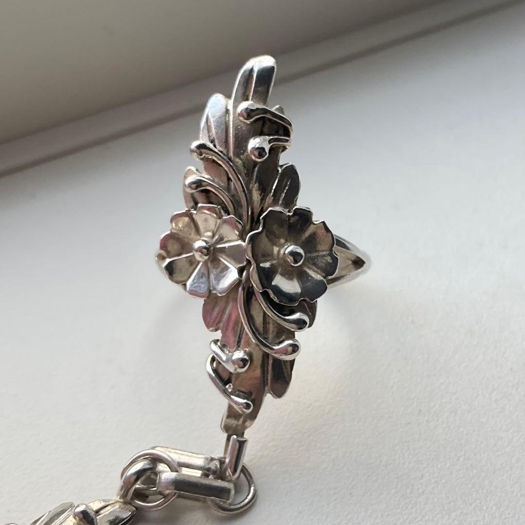 希少 ナバホ リング ブレスレット フィンガーバングル フラワーモチーフ