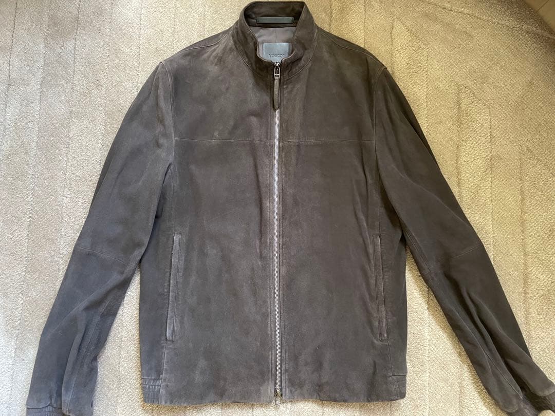 ［極美品/特価］セオリー　レザージャケット やぎ革　 スエード　ダークブラウン