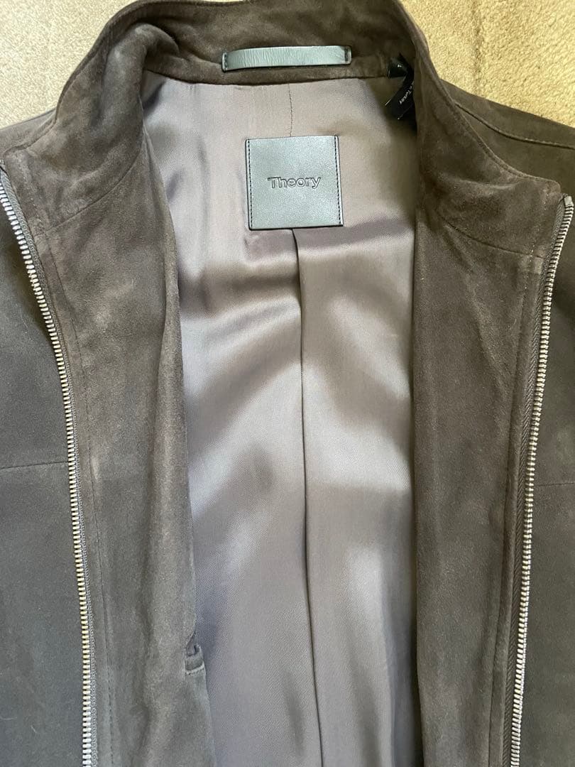［極美品/特価］セオリー　レザージャケット やぎ革　 スエード　ダークブラウン