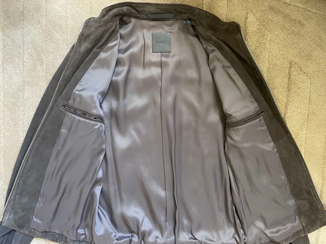 ［極美品/特価］セオリー　レザージャケット やぎ革　 スエード　ダークブラウン