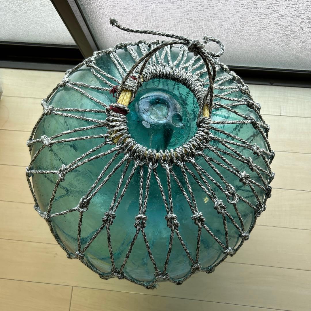 48センチ特大美　ガラス玉　浮き玉　吊り下げ　自立で立つ　置物　インテリア　漁具