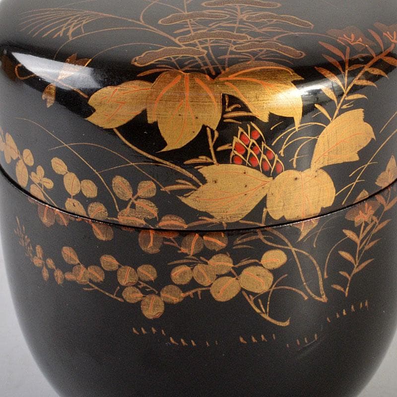 いさ　茶道具　秋草蒔絵　棗　時代箱付　V　6791