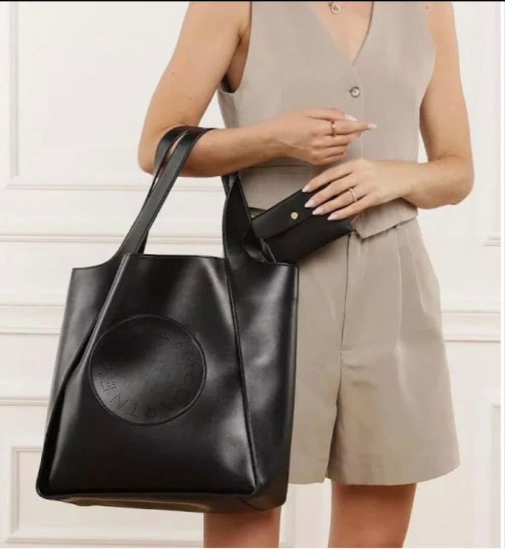 Stella McCartney スクエア ロゴトートバッグ ポーチ付 肩掛け