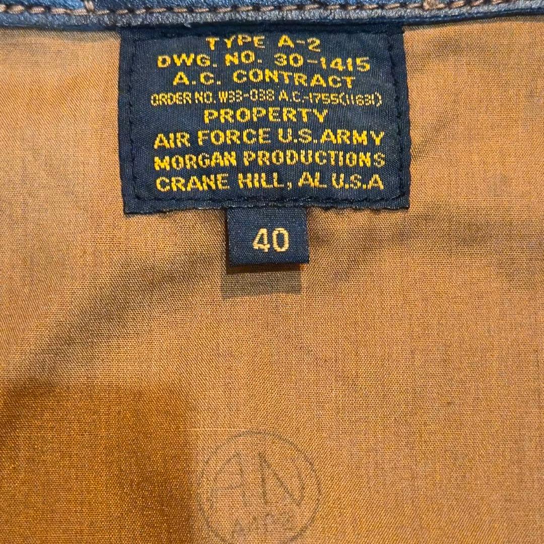 希少　本革　モーガン　メンフェスベル　A-2 フライトジャケット 40