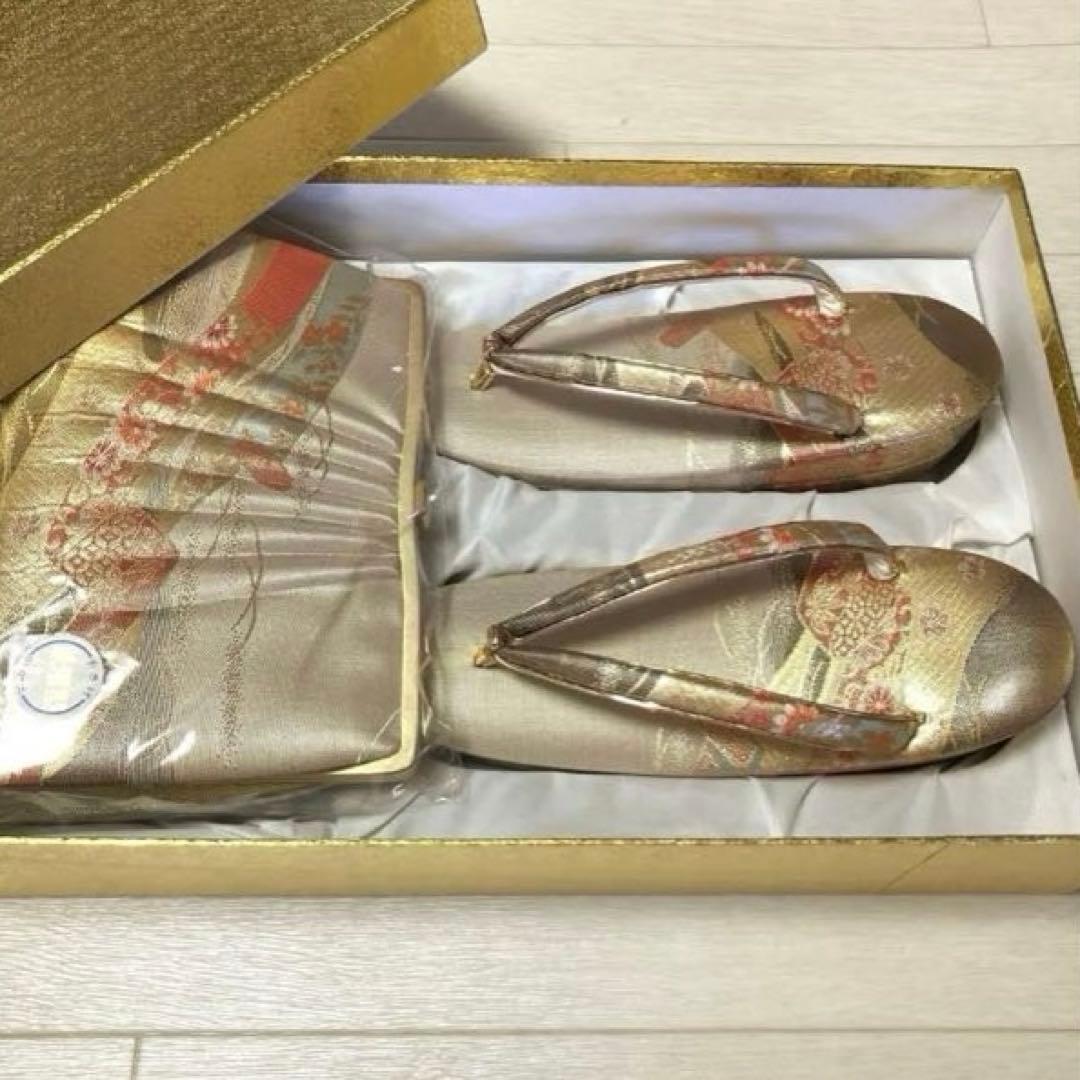 《未使用》佐賀錦　草履バッグセット