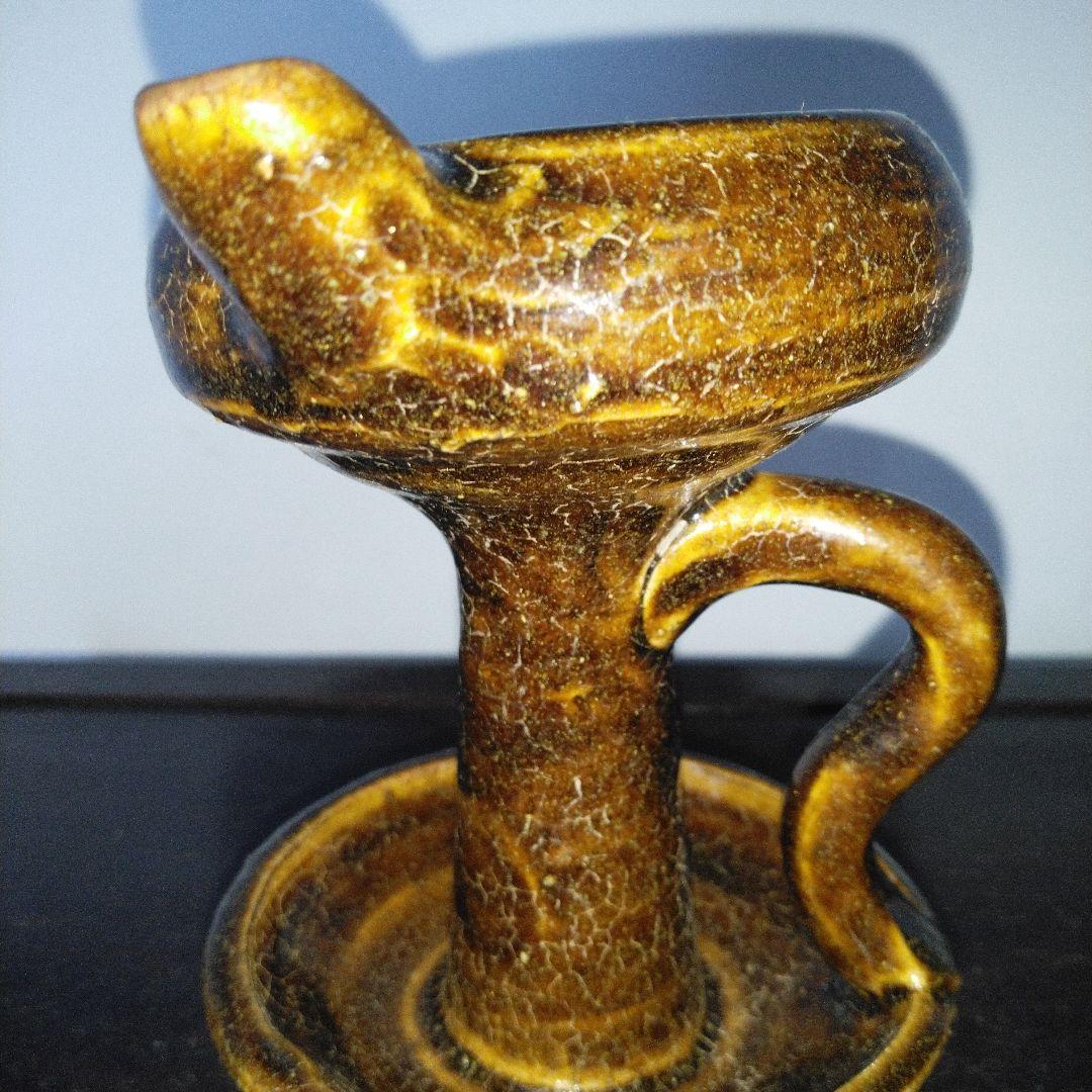 NO596 さつま飴釉灯器　江戸　灯火器　灯火具　時代物