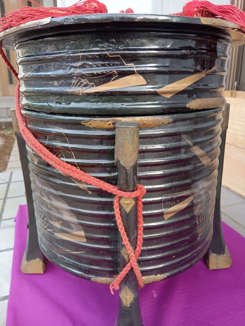 江戸時代中期〜後期幕末頃時代大名道具黒漆塗金蒔絵上級武家所用時代行器当時物