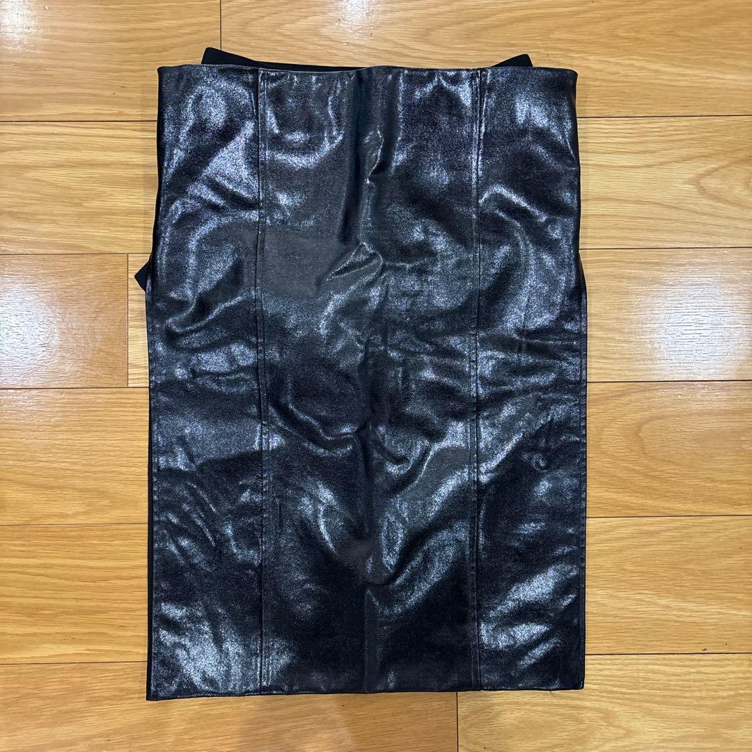 サカイ Sacai コーティングウール スリット パテント スカート ブラック