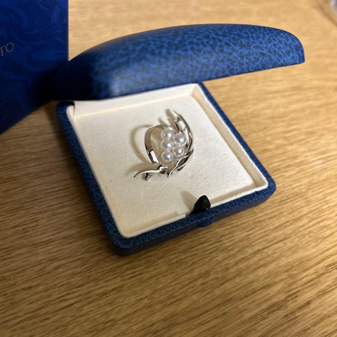 MIKIMOTO ミキモト　真珠　パール　ブローチ　5珠　シルバー