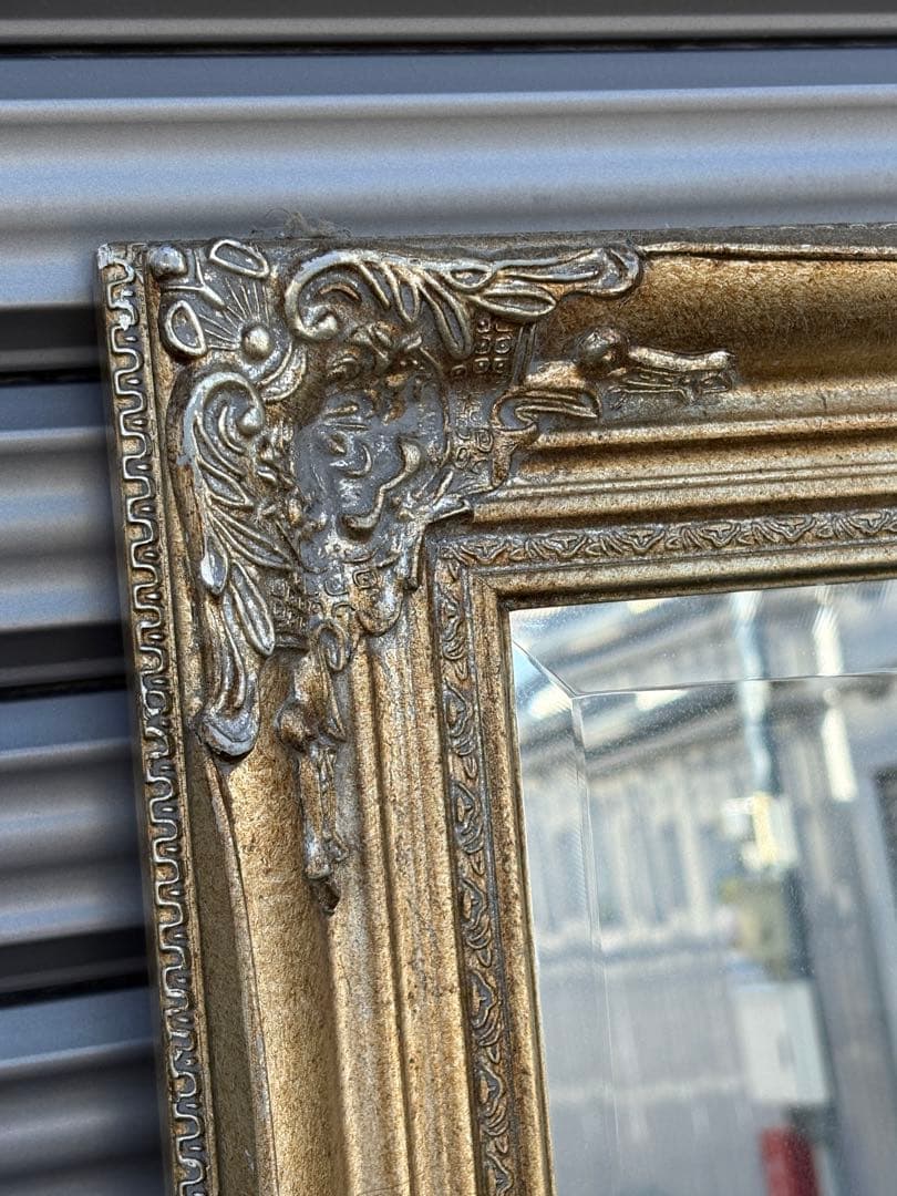 【直接引取り限定】アンティーク調　スタンドミラー　姿見　壁掛け　鏡　ロココ調