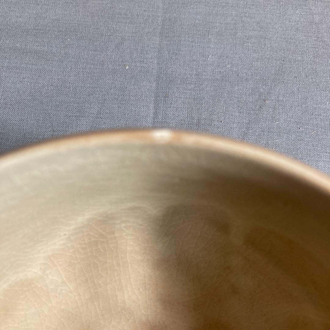 【横石臥牛】現川焼の伝統　重要無形文化財　十三代横石臥牛作　刷毛目竹図文　茶盌