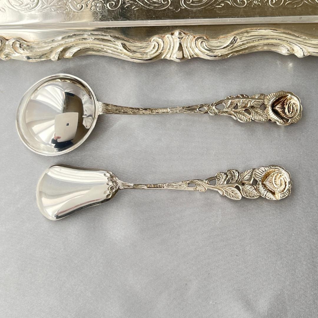 【ANTIKO】 薔薇のクリームスプーン / シュガースプーン【純銀】