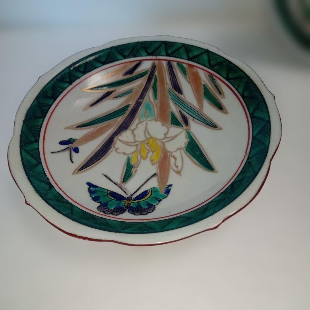 九谷(10客)　古九谷　古道具　台所用品　食器　骨董　丸皿　浅皿　伝統工芸　角福