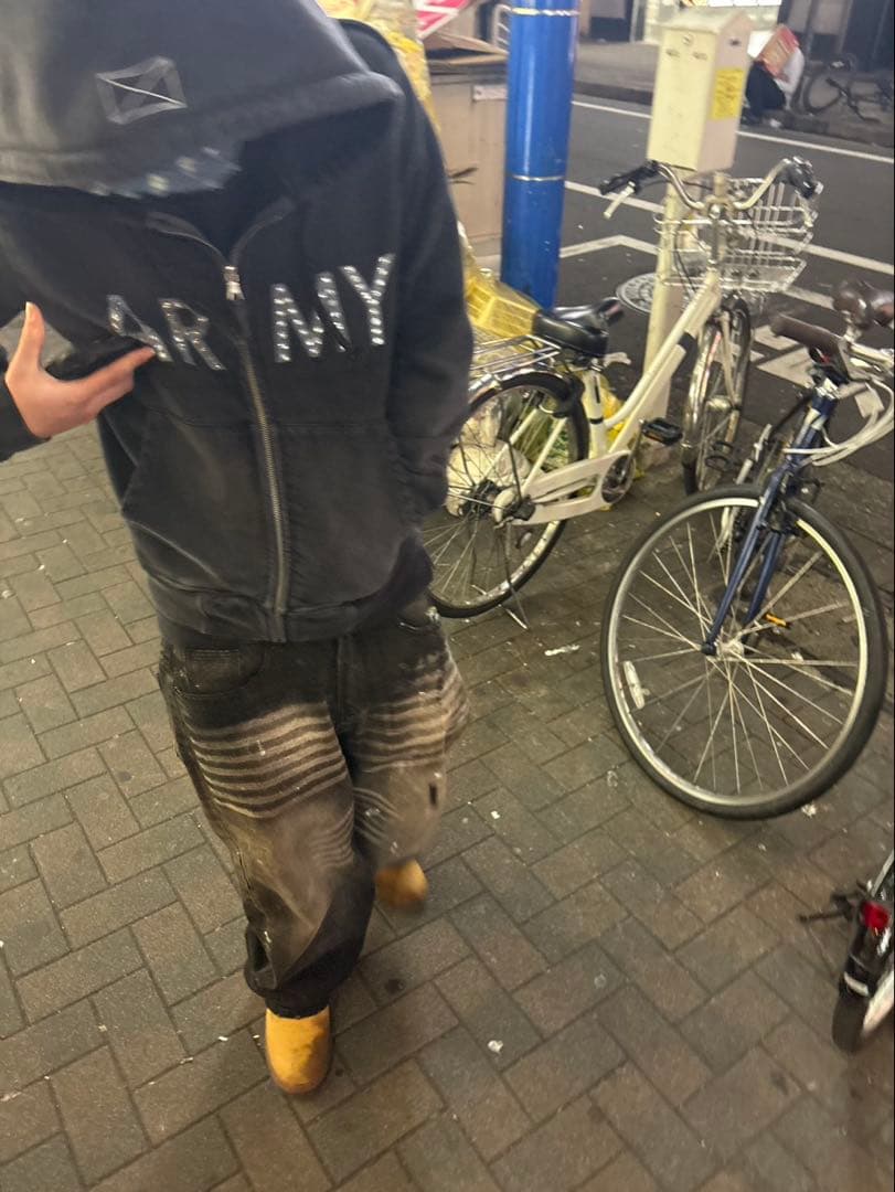 ARMY プリント ダークグレー パーカー　MLVINCE