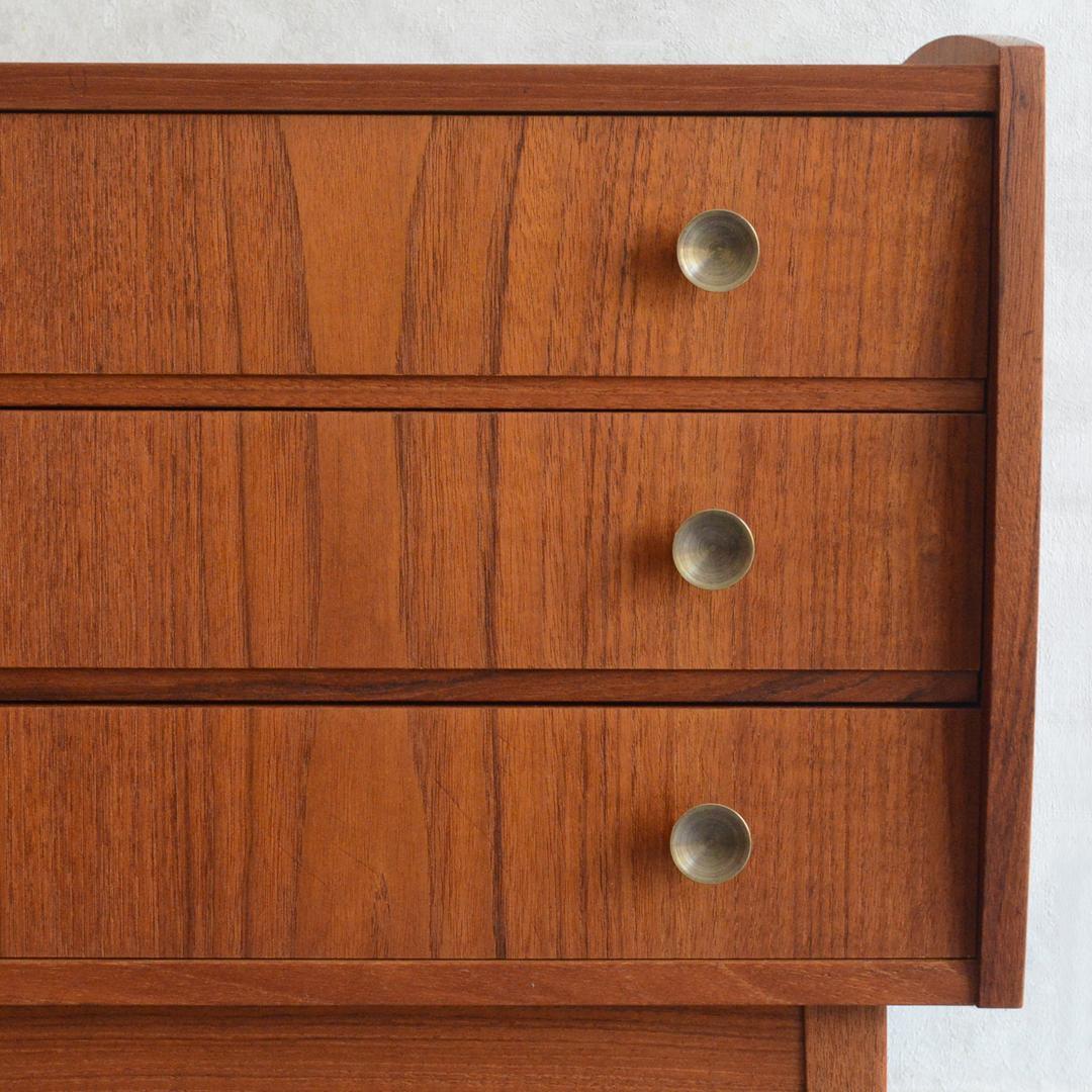 デンマーク 北欧ヴィンテージ チーク３段 スモールチェスト 北欧家具 オイル仕上