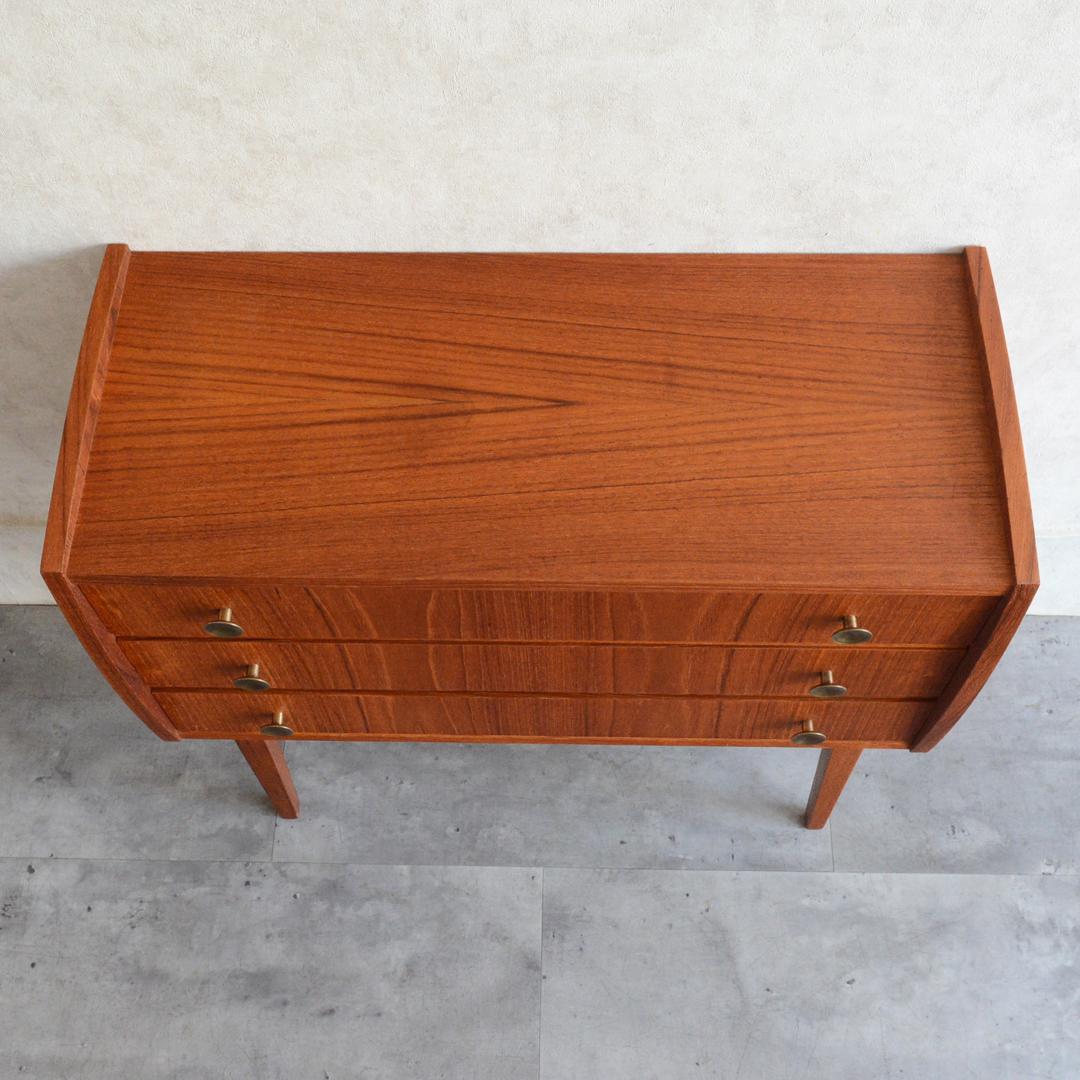 デンマーク 北欧ヴィンテージ チーク３段 スモールチェスト 北欧家具 オイル仕上